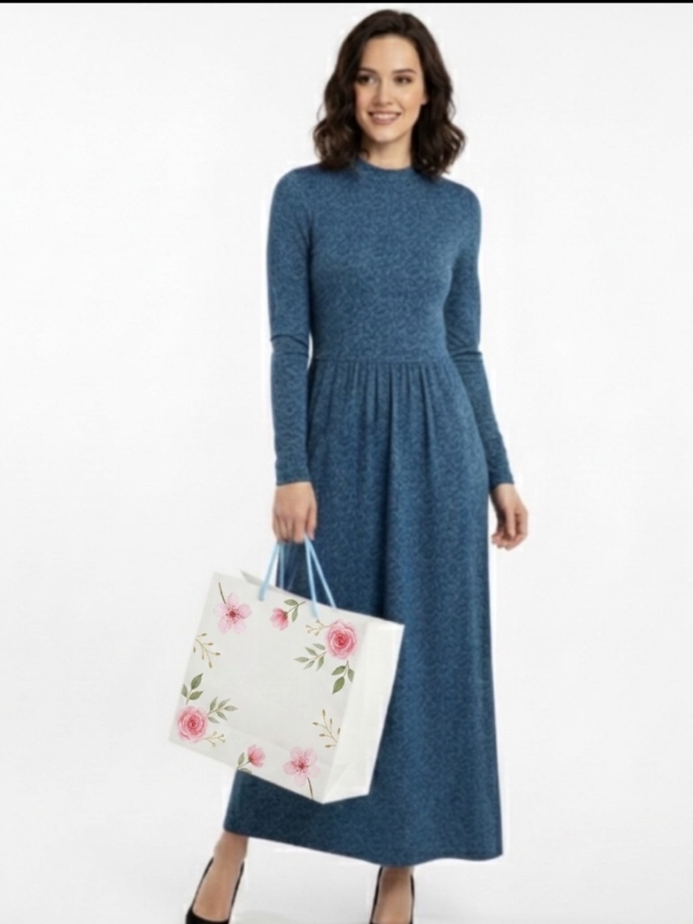Boden Blue Long Sleeve Maxi Dress size 8P
